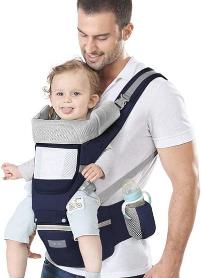 Ergonomische Babydrager met Heupzit, Lichtgewicht Katoen, Geschikt voor Baby's van 0-36 Maanden