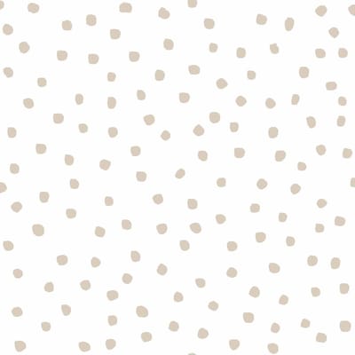 Behang - Kinderkamer – Confetti – Stippen – Beige – Wit - Babykamer - Kinderbehang – Stippenbehang - 0,53 x 10,05 M