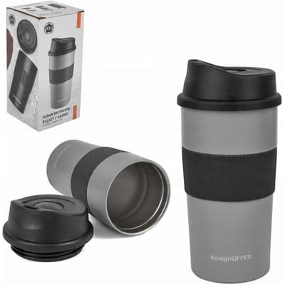 Thermosbeker Elliot 440ml - RVS, Lekvrij, Antislip, Grijs