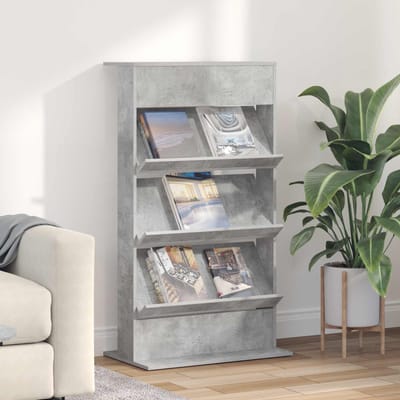 vidaXL - Tijdschriftenrek - Beton - Grijs - 70 - x - 41 - x - 126 - cm - Bewerkt - hout