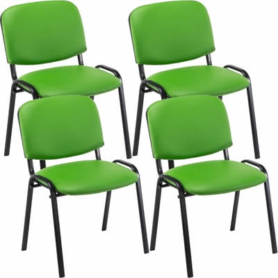 CLP Ken 4-delige set bezoekersstoelen - Kunstleer groen
