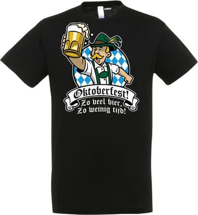 T-shirt Oktoberfest Zo veel bier zo weinig tijd | Oktoberfest dames heren | Tiroler outfit | Carnavalskleding dames heren | Zwart | maat XS