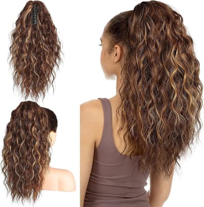 Clip-In Haar Extensions 18 Inch, Natuurlijke Synthetische Haarverlenging voor Vrouwen, Gemakkelijk te Gebruiken en Stijlvol