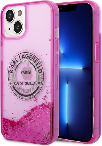 Karl Lagerfeld iPhone 14 en iPhone 13 Backcover hoesje - Glitter RSG - Roze