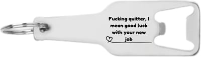 Akyol - f*cking quitter i mean good luck with your new job flesopener - inclusief kaart - Collega - medewerkers - collega - welkom cadeau - afscheid - 105 x 25mm