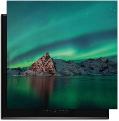 KitchenArt - Arctic Aurora – Inductie Beschermer - 59x52 cm - Kookplaat Beschermer - Luxe Afdekplaat Inductieplaat - Anti-slip & Oprolbaar - Beschermmat Inductiekookplaat