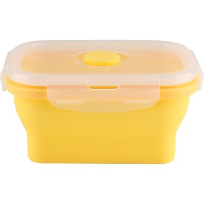 350ml Rechthoekige Siliconen Bento Box Opvouwbare Lunchbox Magnetron Voedselcontainer (Geel) geel