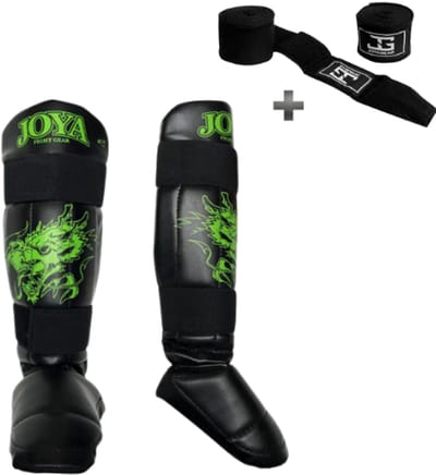Joya Dragon Scheenbeschermers Kinderen – Maat XXS – Kickboksen – Optimale Bescherming & Comfort – Groen – Incl. Bandage