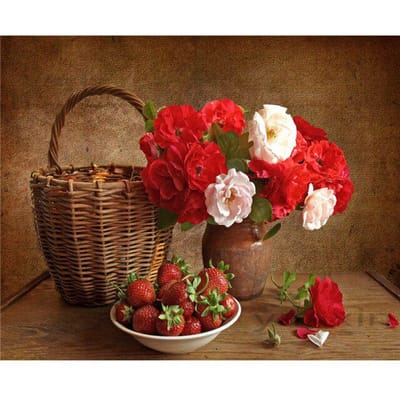 Diamond Mozaïek Bloemen Muur Decor 5d Diamond Schilderij Fruit Cross Stitch Handgemaakte Foto 20X30CM red