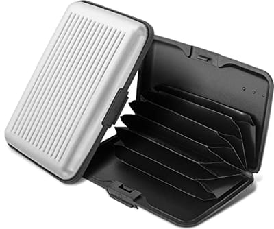 Mini Creditcardhouder RFID Bescherming - Aluminium Visitekaarthouder met 6 Kaartvakken - Zwart en Zilver