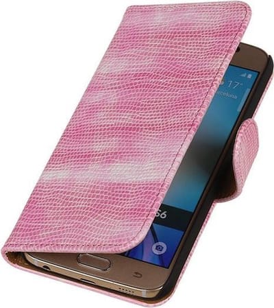Samsung Galaxy S6 Booktype Hoesje mini Slang Roze - Book Case Wallet Cover Hoes