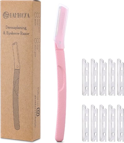 Bambooya Dermaplaning Razor voor Wenkbrauwen & Gezicht - Epileren - Veilig Mesje - Set van 10 Mesjes + Beschermkapje - Pink
