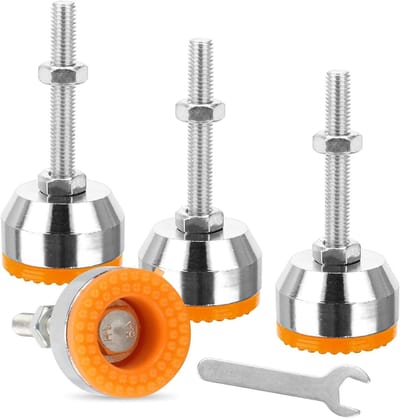 Set van 4 Verstelbare Machinepoten met Rubber Buffers voor Vloerbescherming - M8 × 50 mm, Diameter 40 mm, Hoogte Verstelbaar, Geschikt voor Meubels en Apparatuur
