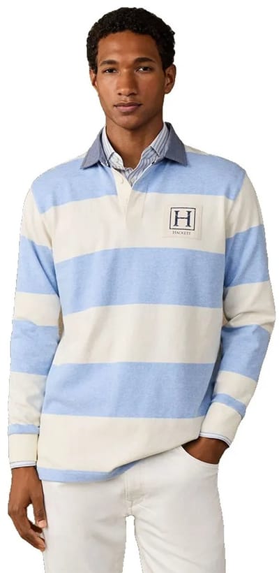 Hackett Hm5700018 Lange Mouw Poloshirt Blauw L Man