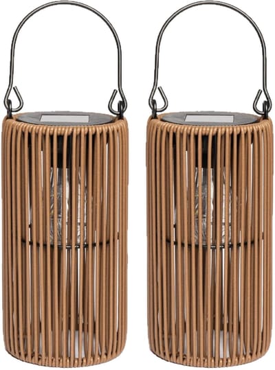 2 Tuinlantaarns op zonne-energie - solar tuinverlichting - solar buitenlamp - tuinverlichting - lampen op zonne-energie - sfeerverlichting voor balkon/terras - PP/PE - bruin