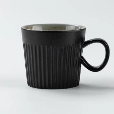 Creatieve 170ml Retro Keramische Koffiekop met Handvat Gestreept Hittebestendig Ontbijt Melk Havermout Mok Koppels Kopjes Cadeau Mok 170ml black