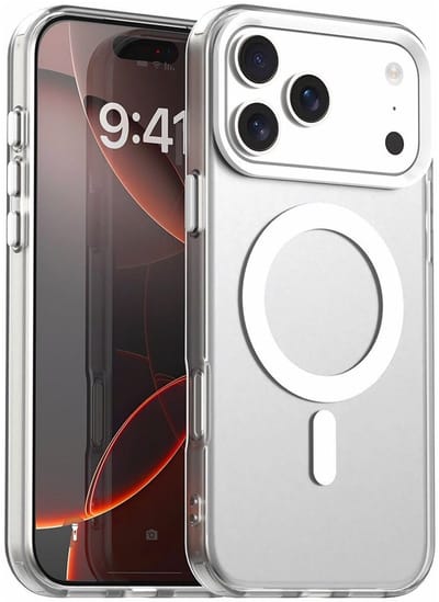 MagSafe Compatibel Backcover Hoesje Geschikt voor Apple iPhone 17 Pro Max - Wit & Semi-Transparant Design - Stijlvol & Goede Bescherming