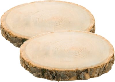 Chaks Decoratie boomschijf met schors - 2x - hout - D24 x H2 cm - rond - Onderborden/kaarsenplateaus