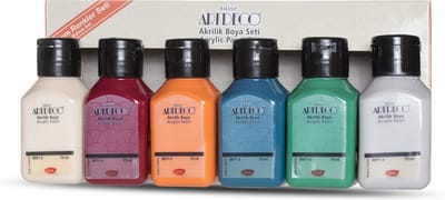 Artdeco Acrylverfset - 6 Boheemse kleuren x 75 ml, Premium Multi-Color Set voor kunstenaars, knutselaars en hobbyisten , Glasverf, houtverf, keramiekverf, DIY Projecten