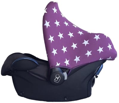 Wallabiezzz Maxi Cosi Zonnekap - Zonnescherm - Autostoel Baby - Universeel - Creëert schaduw - Paars - Sterren