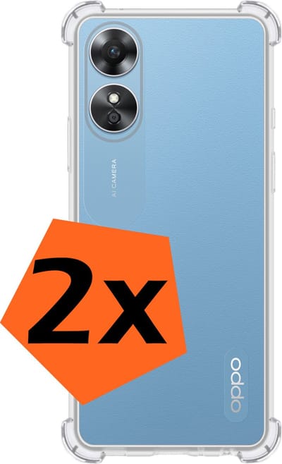 Hoes - 2 Stuks - Geschikt voor OPPO A17 - Sterk & Shockproof - Siliconen Case - Back Cover - Telefoon Hoesje Shock Proof - Transparant