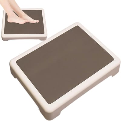 Badkamer Voetenbankje - Ondersteunend Krukje - Comfortabele Houding - Dubbele Antislip Structuur - 43x33x9 cm - Wit