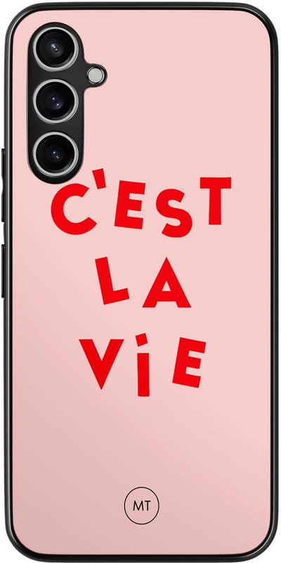 Hoesje geschikt voor Samsung Galaxy A34 - C'est la vie - TPU Hard Case Backcover - Roze - Mooie Telefoonhoesjes