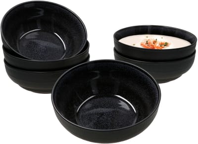 Set van 6 kommen Zakynthos Reactive Glaze Black, Ø 17 cm - 24321882