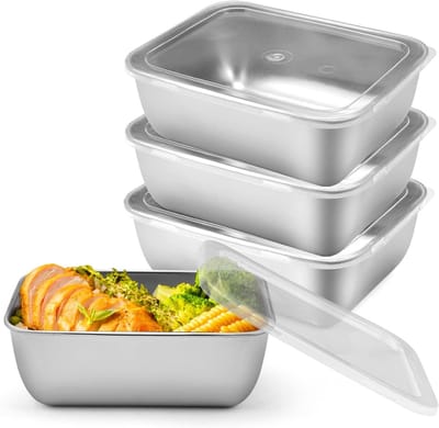 Solidchoice - 3 Stuks Roestvrijstalen Voedselopbergdozen met Deksel