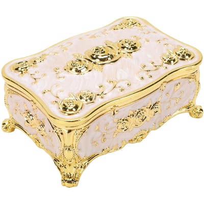 Boîte à bijoux décorative avec motif de rose Boîte à bibelots vintage Organisateur Boîte Étui pour Bague Boucles d'oreilles Colliers Type 1