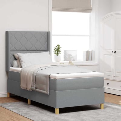 vidaXL - Boxspring - bed - met - hoofdeinde - Lichtgrijs - 100 - x - 200 - cm - Stof