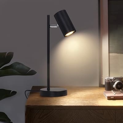 Glitzerlife - Tafellamp Bureaulamp Nachtlampje - 350° draaibaar 90° kantelbaar - GU10 leeslamp - metalen design - modern slaapkamer bureau lamp - Ø12cm - Zwart