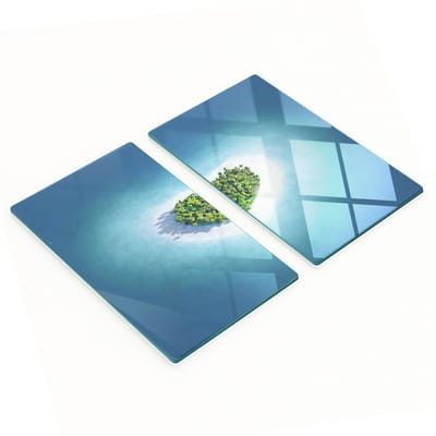 Gehard glazen borden met print van een hartvormig eiland, 2x30x52 cm