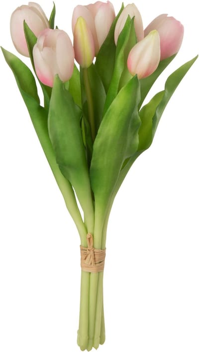 J-Line boeket Tulpen 7 stuks - kunststof - lichtroze - small