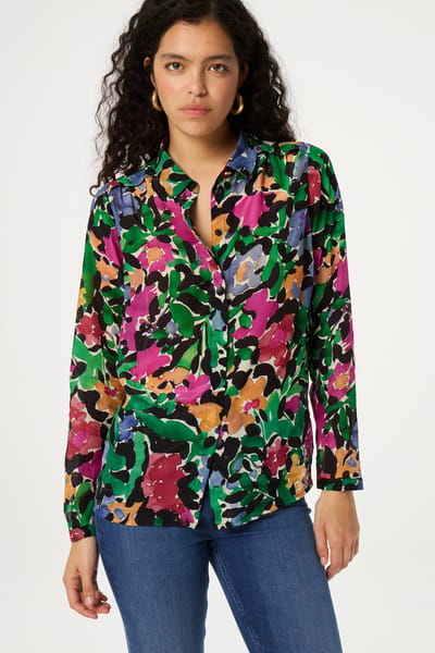 Fabienne Chapot Sunrise Blouse Black/vintage Rose Maat: 36 | Longsleeves Outlet | Dames | Zwart