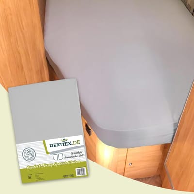 Dexitex Frans bed LICHT GRIJS Hoeslaken, geschikt voor Caravan,Camper LINKS