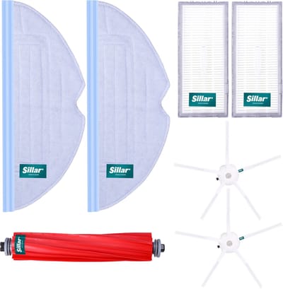 Sillar, set 7 accessoires voor stofzuiger, vervangingen, geschikt voor Xiaomi Roborock S7 T7, 2x HEPA-filter, hoofdborstel, 2x zijborstel + 2x microvezelmop, 7 stuks