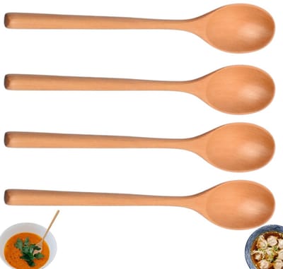 4 stuks - Houten lepels - Houten jamlepel met lange steel - Roerlepel - Natuurlijke houtkleur - 23,5*4,3 cm - Houten keukengerei - Houten koffieroerlepel - Roerlepel met lange steel - Geschikt voor honing, jam, desserts, enz.