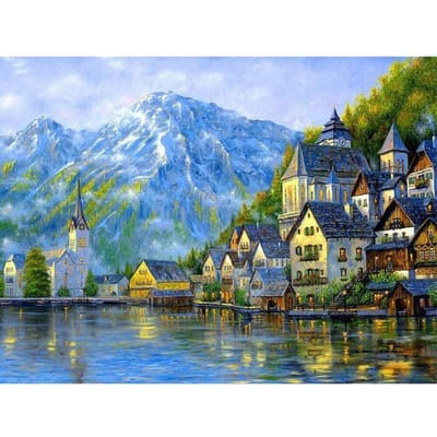5D DIY diamant schilderij landschap foto van strass borduurwerk landschap strass 20X30CM gray