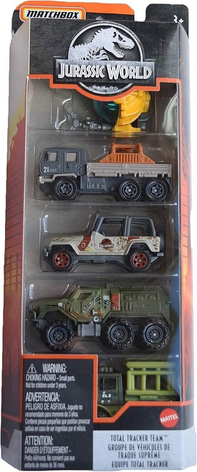 Set van 5 Diecast Speelgoedauto's met Jurassic World Thema
