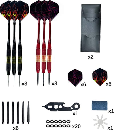 6-Delige Premium Dartpijlen Set - Koperen Barrels (20,5g) met Steeltip & Opbergcase | Professioneel & Beginners