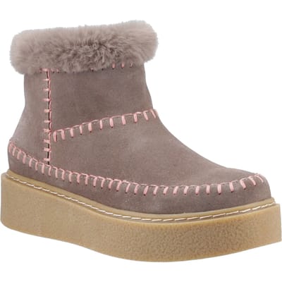 Hush Puppies Brielle Suède Dames Taupe Winter Enkellaarzen
