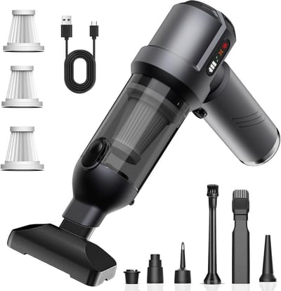 Handstofzuiger Draadloos - Accu Stofzuiger - Auto en Huis - 4-in-1 Multifunctioneel - 25000 Pa - Grijs