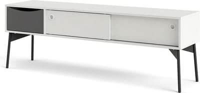 Elly TV-meubel 2 schuifdeuren, 1 lade mat wit, grijs.