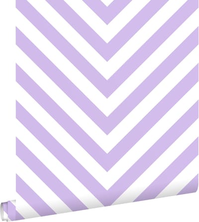 ESTAhome behang chevronpatroon lila paars en wit - 50 x 900 cm - 131407