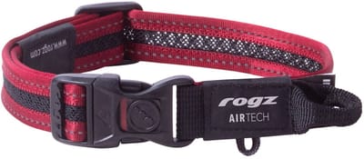 Rogz Air Tech Halsband Zwart&Donkerrood - Hondenhalsband - M 26-40 Cm