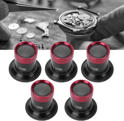 Allecto- Vergrootglas voor horloge reparatie - Aluminiumlegering - Horlogemaker - Precisie monteur - Geschikt voor alle horloges - Zwart oculair - 5 stuks - Vergrootglas tool met oog.