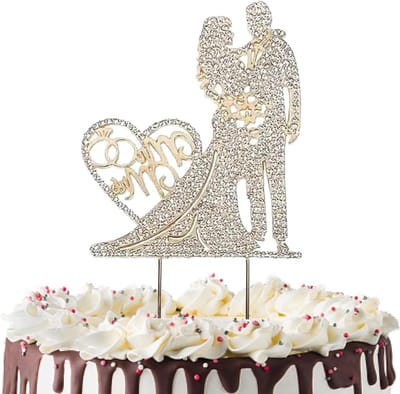 Elegante "Mr & Mrs" Topper voor Bruidstaarten, Luxe Decoratie voor Huwelijken, Verjaardagen en Feestelijkheden met Strassstenen