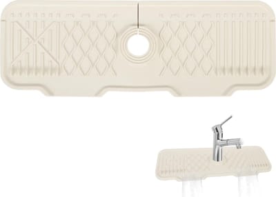 Siliconen kraanmat, kraangootsteen splash guard, kraan splash guard mat, voor keuken en badkamer werkblad beschermen (wit, 43 x 15 cm)