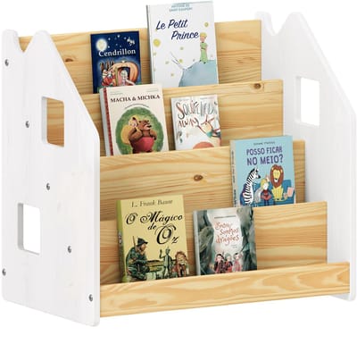 Montessori-boekenkast BRUNO van massief hout – naturel/wit